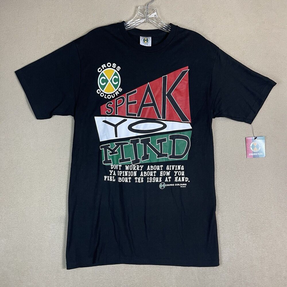 Cross Coluors T-Shirt Mens Medium Black Speak Yo Mind Crewneck Adult NWT